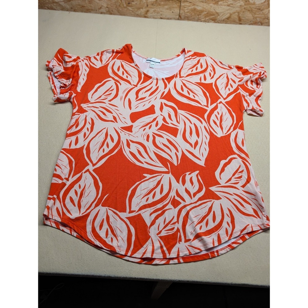 Jules & Leopold Women's Size‎ L Blouse Leaf Orange 95% Rayon 5% Spandex